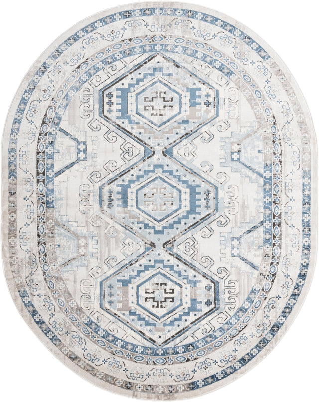 Gray Blue 7' 10 x 10' Charlotte Oval Area Rug 100% Polypropylene With Jute Backing Traditional Classical Durable Carpet for Living Dining Office Rooms for Sale at Rug Engine