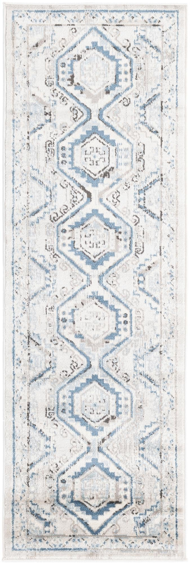 Gray Blue 2' x 6' 1 Charlotte Runner Area Rug 100% Polypropylene With Jute Backing Traditional Classical Durable Carpet for Living Dining Office Rooms for Sale at Rug Engine