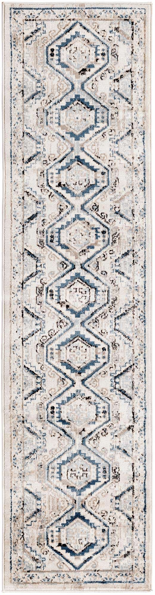 Gray Blue 2' x 8' Charlotte Runner Area Rug 100% Polypropylene With Jute Backing Traditional Classical Durable Carpet for Living Dining Office Rooms for Sale at Rug Engine