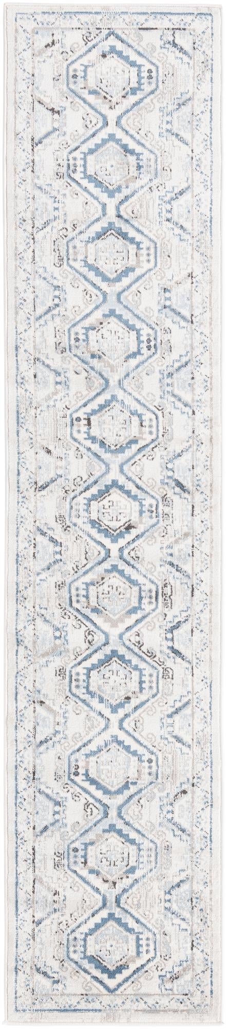 Gray Blue 2' x 10' Charlotte Runner Area Rug 100% Polypropylene With Jute Backing Traditional Classical Durable Carpet for Living Dining Office Rooms for Sale at Rug Engine