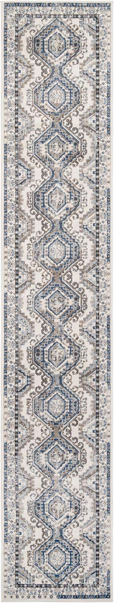 Gray Blue 3' 1 x 16' 5 Charlotte Runner Area Rug 100% Polypropylene With Jute Backing Traditional Classical Durable Carpet for Living Dining Office Rooms for Sale at Rug Engine