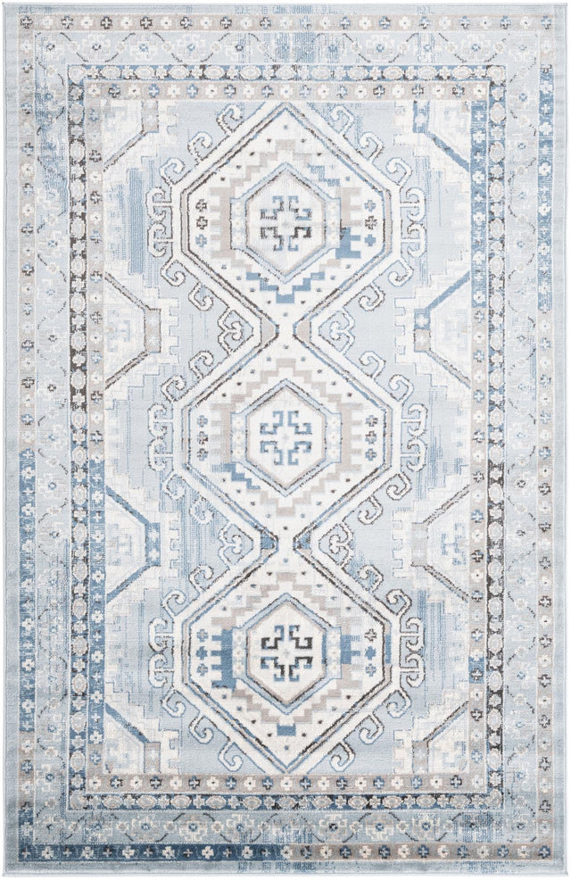 Aqua Blue 5' 3 x 8' Charlotte Rectangle Area Rug 100% Polypropylene With Jute Backing Traditional Classical Durable Carpet for Living Dining Office Rooms for Sale at Rug Engine