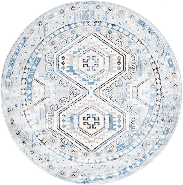 Aqua Blue 5' 3 x 5' 3 Charlotte Round Area Rug 100% Polypropylene With Jute Backing Traditional Classical Durable Carpet for Living Dining Office Rooms for Sale at Rug Engine