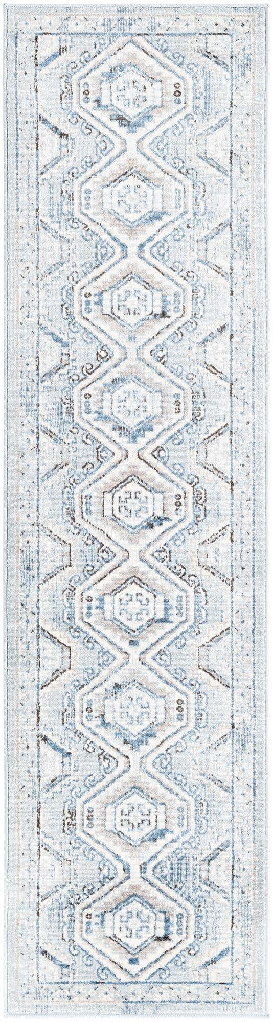 Aqua Blue 2' x 8' Charlotte Runner Area Rug 100% Polypropylene With Jute Backing Traditional Classical Durable Carpet for Living Dining Office Rooms for Sale at Rug Engine