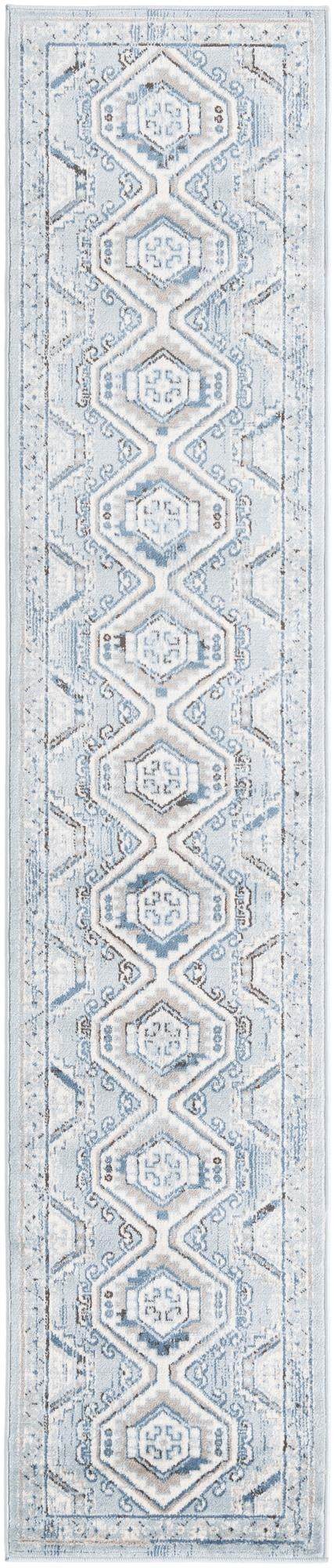 Aqua Blue 2' x 10' Charlotte Runner Area Rug 100% Polypropylene With Jute Backing Traditional Classical Durable Carpet for Living Dining Office Rooms for Sale at Rug Engine