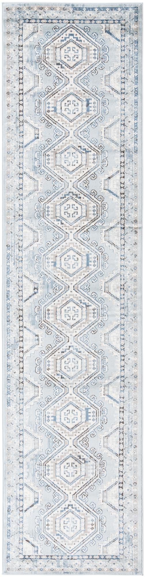Aqua Blue 3' 1 x 13' 1 Charlotte Runner Area Rug 100% Polypropylene With Jute Backing Traditional Classical Durable Carpet for Living Dining Office Rooms for Sale at Rug Engine