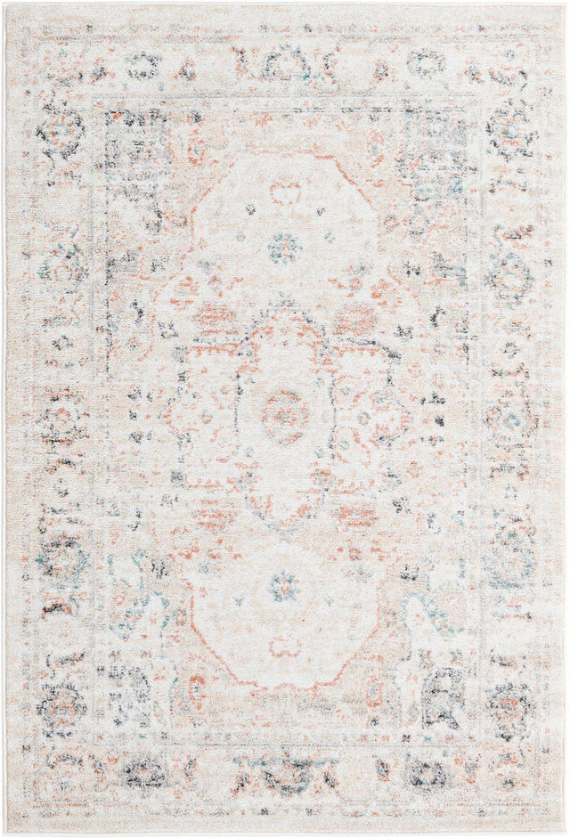 Ivory 4' x 6' Madeline Vintage Rectangle Area Rug 100% Polypropylene Distressed Traditional Carpet for Classic Interior Home Design for Sale at Rug Engine