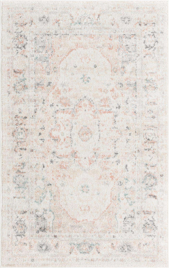 Ivory 3' 3 x 5' 3 Madeline Vintage Rectangle Area Rug 100% Polypropylene Distressed Traditional Carpet for Classic Interior Home Design for Sale at Rug Engine
