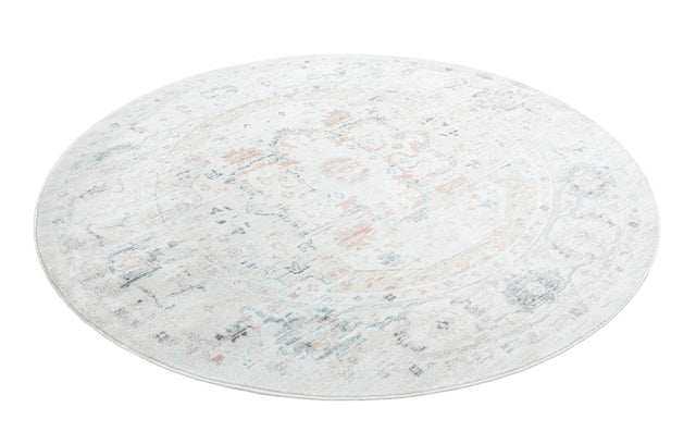 Ivory 7' 10 x 7' 10 Madeline Vintage Round Area Rug 100% Polypropylene Distressed Traditional Carpet for Classic Interior Home Design for Sale at Rug Engine