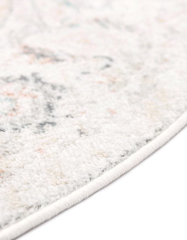 Ivory 7' 1 x 7' 1 Madeline Vintage Round Area Rug 100% Polypropylene Distressed Traditional Carpet for Classic Interior Home Design for Sale at Rug Engine