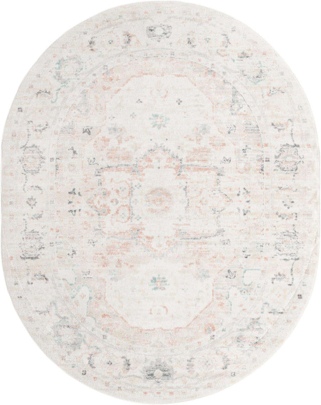 Ivory 7' 10 x 10' Madeline Vintage Oval Area Rug 100% Polypropylene Distressed Traditional Carpet for Classic Interior Home Design for Sale at Rug Engine
