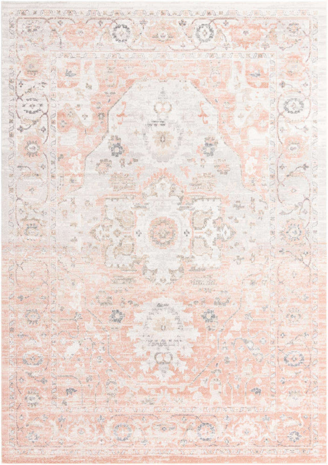 Rose Pink 10' x 14' Madeline Vintage Rectangle Area Rug 100% Polypropylene Distressed Traditional Carpet for Classic Interior Home Design for Sale at Rug Engine