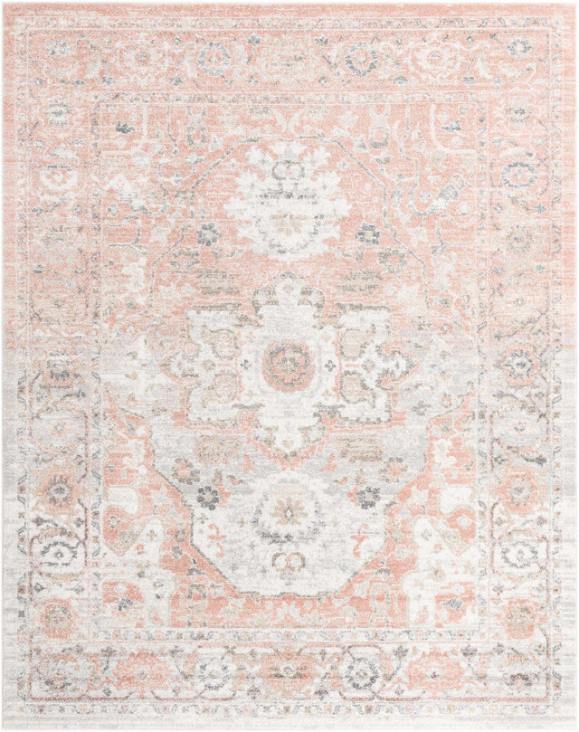 Rose Pink 7' 10 x 10' Madeline Vintage Rectangle Area Rug 100% Polypropylene Distressed Traditional Carpet for Classic Interior Home Design for Sale at Rug Engine