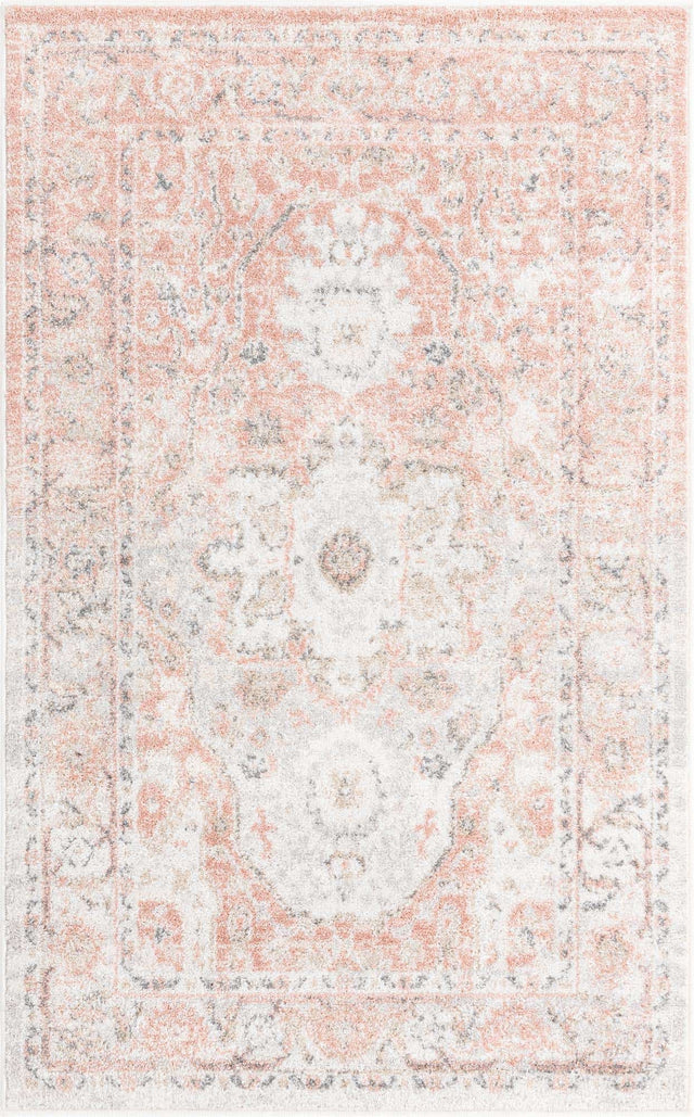 Rose Pink 3' 3 x 5' 3 Madeline Vintage Rectangle Area Rug 100% Polypropylene Distressed Traditional Carpet for Classic Interior Home Design for Sale at Rug Engine