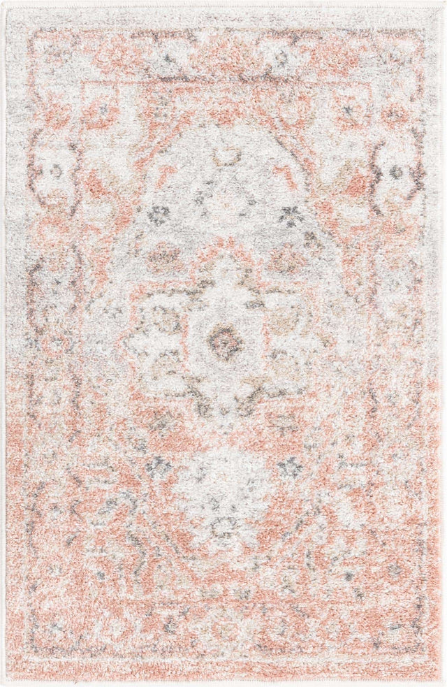 Rose Pink 2' x 3' Madeline Vintage Rectangle Area Rug 100% Polypropylene Distressed Traditional Carpet for Classic Interior Home Design for Sale at Rug Engine
