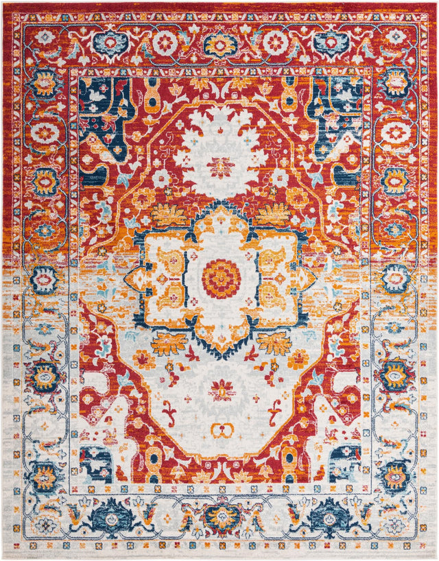 Rust Red 9' x 12' Madeline Vintage Rectangle Area Rug 100% Polypropylene Distressed Traditional Carpet for Classic Interior Home Design for Sale at Rug Engine