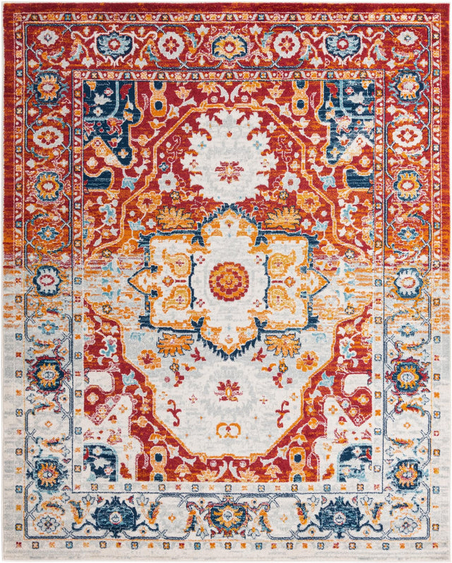 Rust Red 7' 10 x 10' Madeline Vintage Rectangle Area Rug 100% Polypropylene Distressed Traditional Carpet for Classic Interior Home Design for Sale at Rug Engine