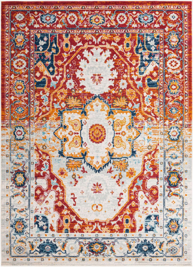 Rust Red 7' x 10' Madeline Vintage Rectangle Area Rug 100% Polypropylene Distressed Traditional Carpet for Classic Interior Home Design for Sale at Rug Engine