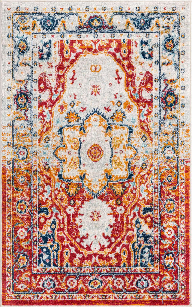 Rust Red 3' 3 x 5' 3 Madeline Vintage Rectangle Area Rug 100% Polypropylene Distressed Traditional Carpet for Classic Interior Home Design for Sale at Rug Engine