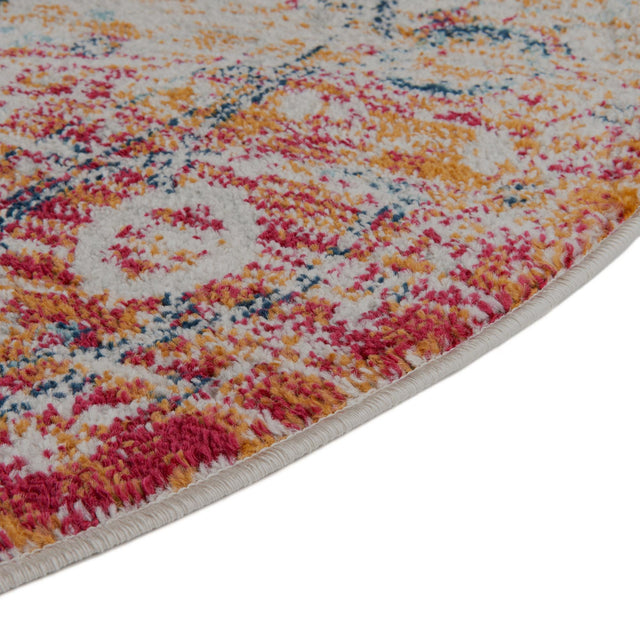 Rust Red 7' 10 x 7' 10 Madeline Vintage Round Area Rug 100% Polypropylene Distressed Traditional Carpet for Classic Interior Home Design for Sale at Rug Engine