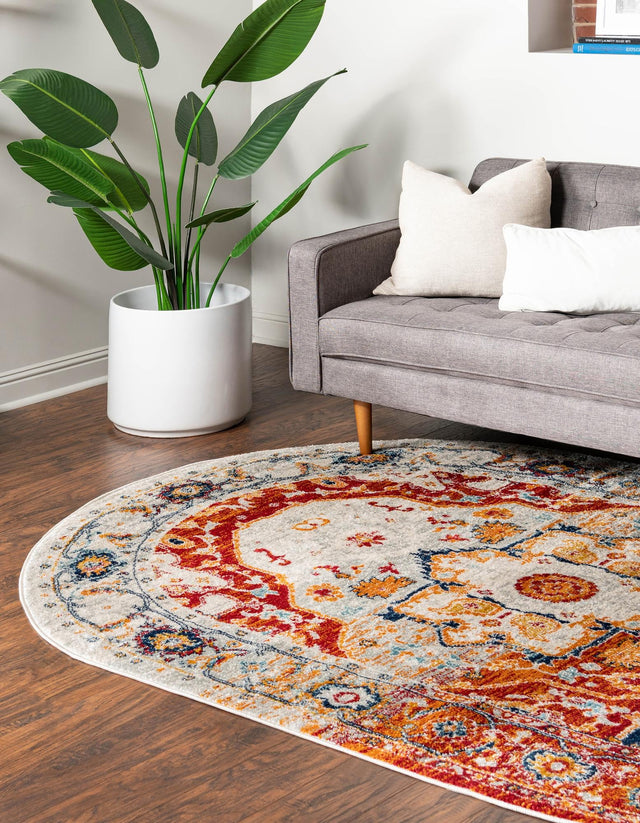 Rust Red 5' 3 x 8' Madeline Vintage Oval Area Rug 100% Polypropylene Distressed Traditional Carpet for Classic Interior Home Design for Sale at Rug Engine