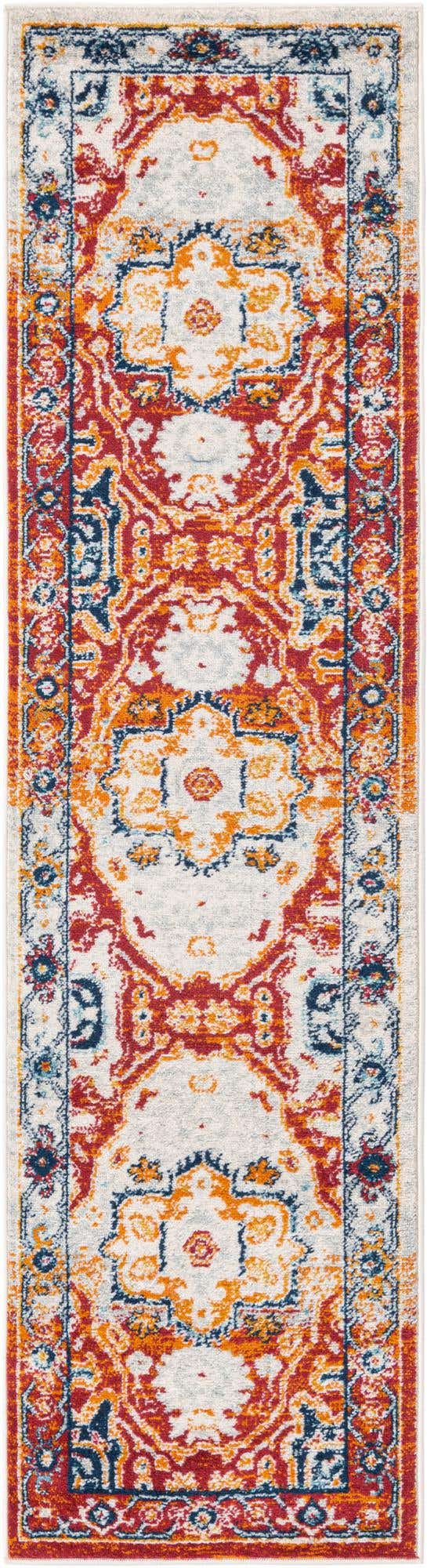 Rust Red 2' x 8' Madeline Vintage Runner Area Rug 100% Polypropylene Distressed Traditional Carpet for Classic Interior Home Design for Sale at Rug Engine