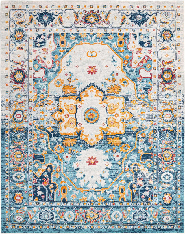 Teal 7' 10 x 10' Madeline Vintage Rectangle Area Rug 100% Polypropylene Distressed Traditional Carpet for Classic Interior Home Design for Sale at Rug Engine