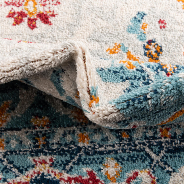 Teal 5' 3 x 5' 3 Madeline Vintage Octagon Area Rug 100% Polypropylene Distressed Traditional Carpet for Classic Interior Home Design for Sale at Rug Engine