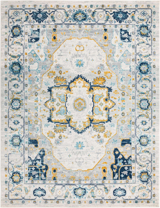 Gray 9' x 12' Madeline Vintage Rectangle Area Rug 100% Polypropylene Distressed Traditional Carpet for Classic Interior Home Design for Sale at Rug Engine