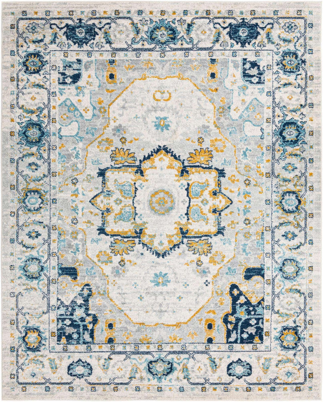 Gray 7' 10 x 10' Madeline Vintage Rectangle Area Rug 100% Polypropylene Distressed Traditional Carpet for Classic Interior Home Design for Sale at Rug Engine