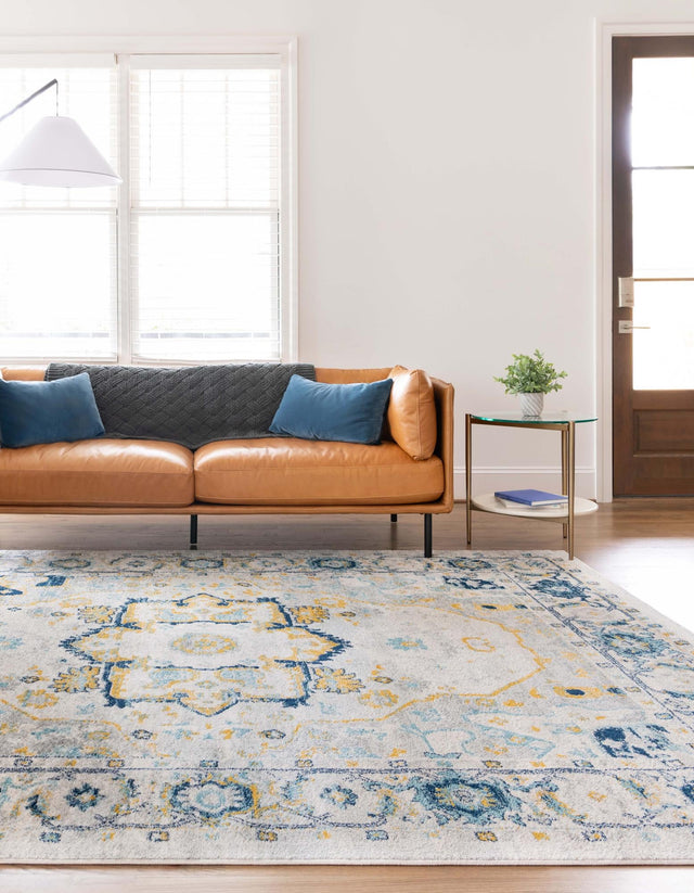 Gray 7' 10 x 10' Madeline Vintage Rectangle Area Rug 100% Polypropylene Distressed Traditional Carpet for Classic Interior Home Design for Sale at Rug Engine