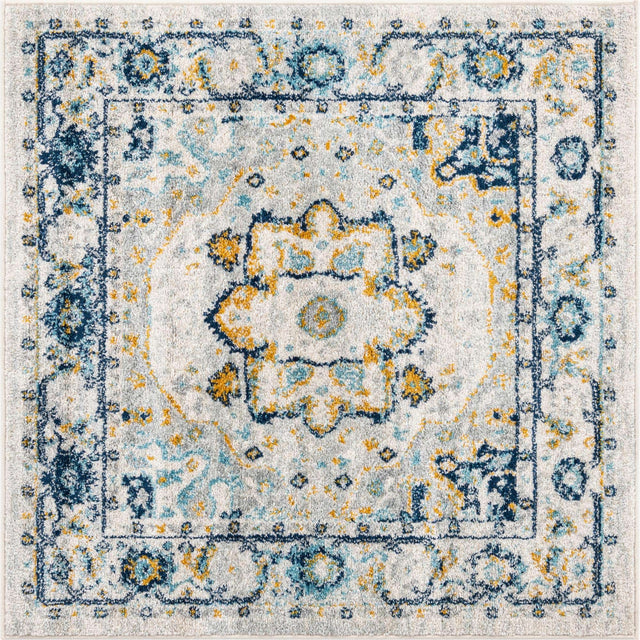Gray 4' x 4' Madeline Vintage Square Area Rug 100% Polypropylene Distressed Traditional Carpet for Classic Interior Home Design for Sale at Rug Engine