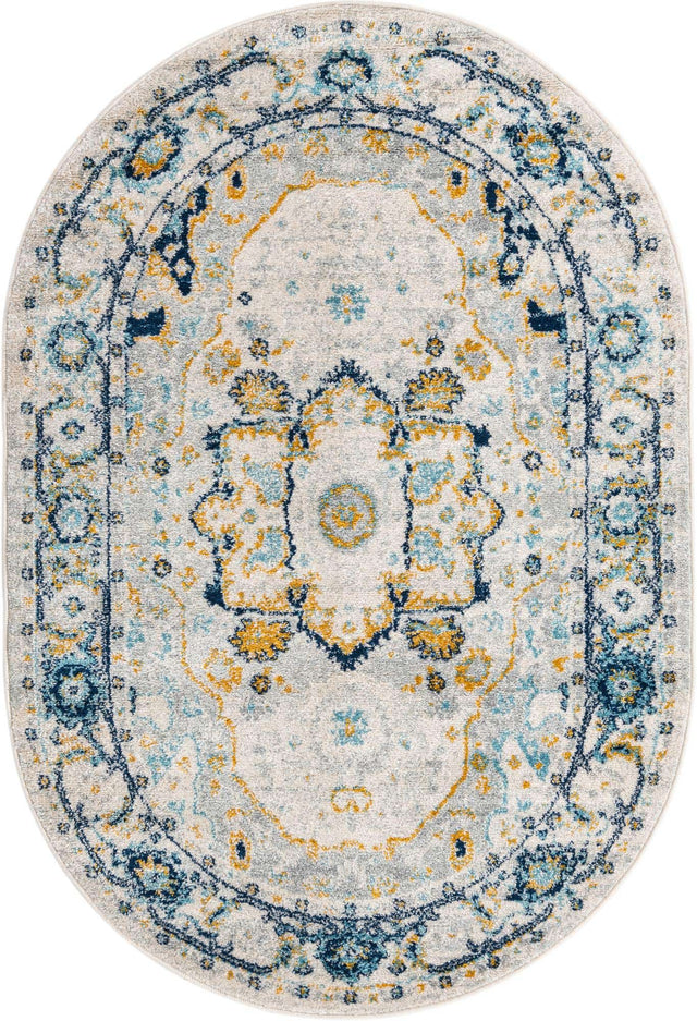 Gray 4' x 6' Madeline Vintage Oval Area Rug 100% Polypropylene Distressed Traditional Carpet for Classic Interior Home Design for Sale at Rug Engine