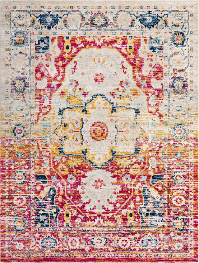 Pink Gray 10' x 13' Madeline Vintage Rectangle Area Rug 100% Polypropylene Distressed Traditional Carpet for Classic Interior Home Design for Sale at Rug Engine