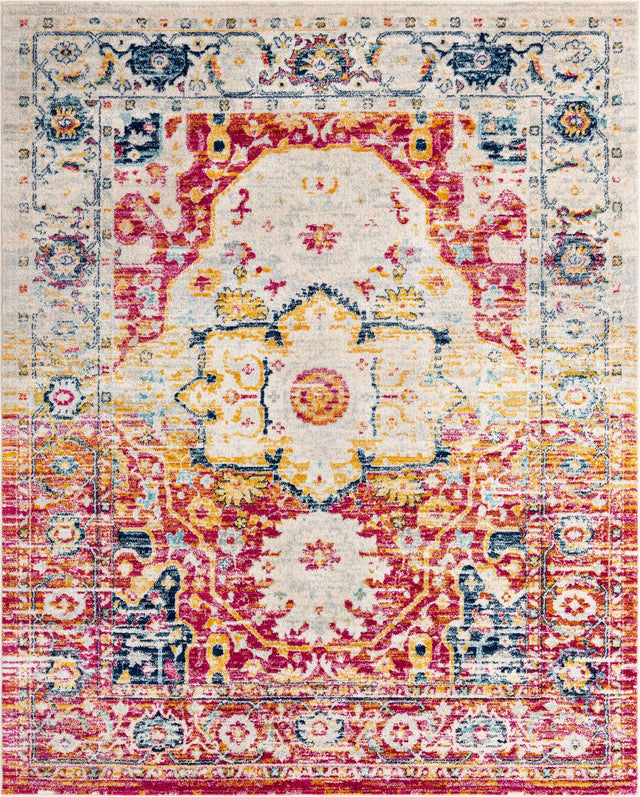 Pink Gray 7' 10 x 10' Madeline Vintage Rectangle Area Rug 100% Polypropylene Distressed Traditional Carpet for Classic Interior Home Design for Sale at Rug Engine