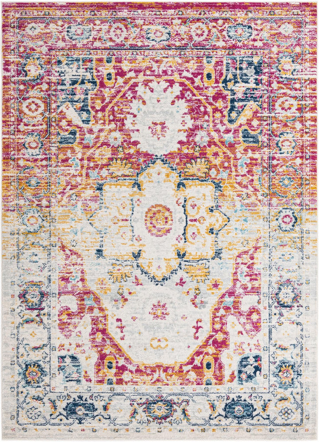 Pink Gray 7' x 10' Madeline Vintage Rectangle Area Rug 100% Polypropylene Distressed Traditional Carpet for Classic Interior Home Design for Sale at Rug Engine