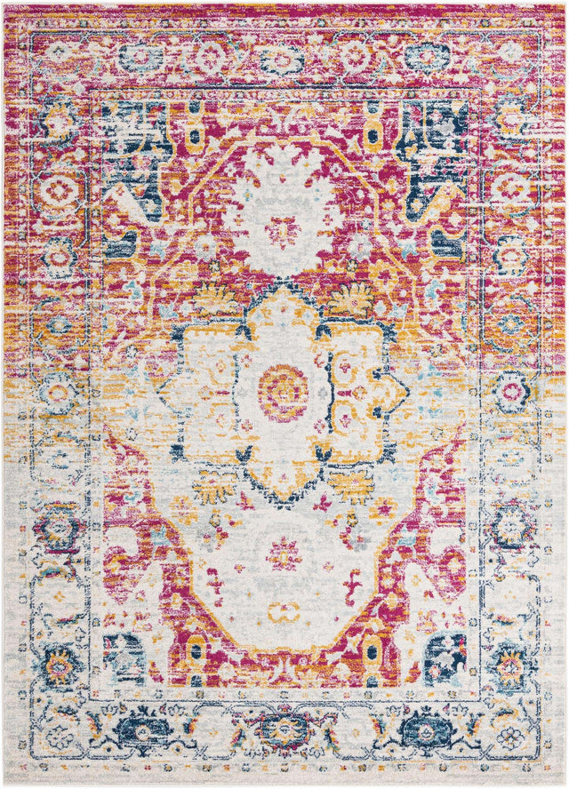 Pink Gray 7' x 10' Madeline Vintage Rectangle Area Rug 100% Polypropylene Distressed Traditional Carpet for Classic Interior Home Design for Sale at Rug Engine