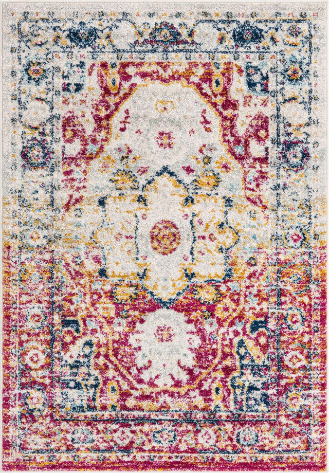Pink Gray 4' x 6' Madeline Vintage Rectangle Area Rug 100% Polypropylene Distressed Traditional Carpet for Classic Interior Home Design for Sale at Rug Engine