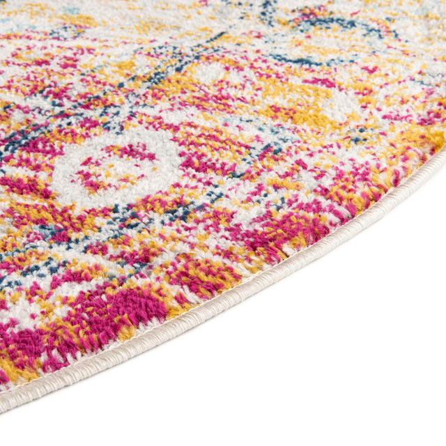 Pink Gray 7' 10 x 7' 10 Madeline Vintage Round Area Rug 100% Polypropylene Distressed Traditional Carpet for Classic Interior Home Design for Sale at Rug Engine