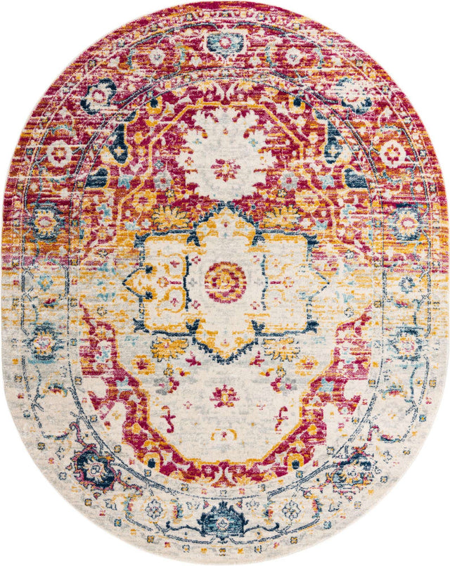 Pink Gray 7' 10 x 10' Madeline Vintage Oval Area Rug 100% Polypropylene Distressed Traditional Carpet for Classic Interior Home Design for Sale at Rug Engine