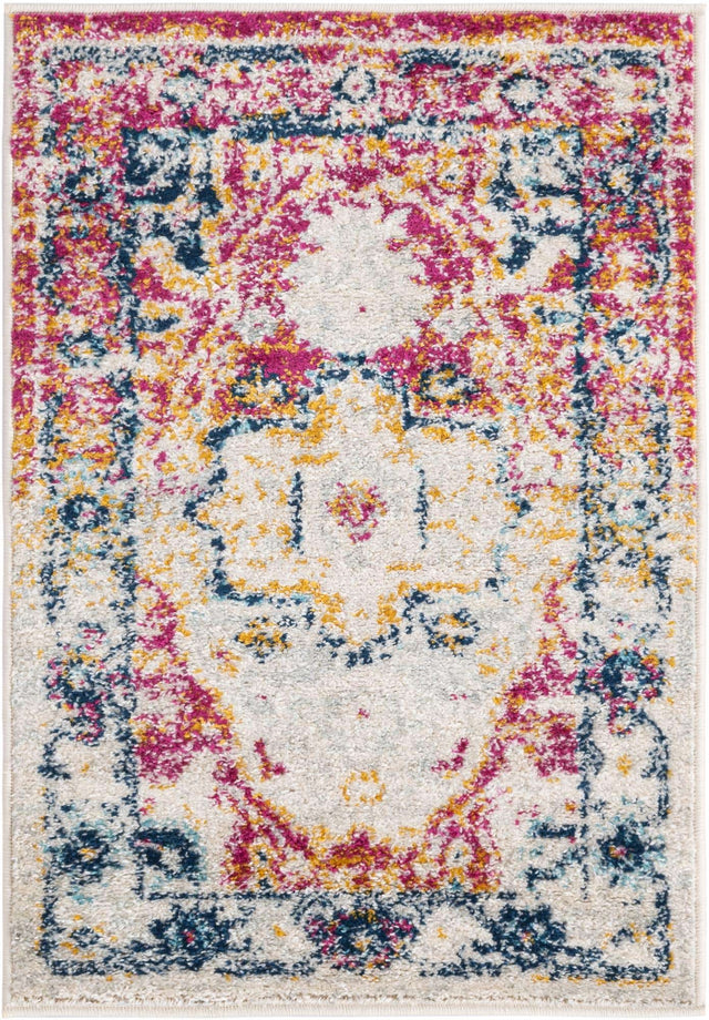 Pink Gray 2' x 3' Madeline Vintage Rectangle Area Rug 100% Polypropylene Distressed Traditional Carpet for Classic Interior Home Design for Sale at Rug Engine