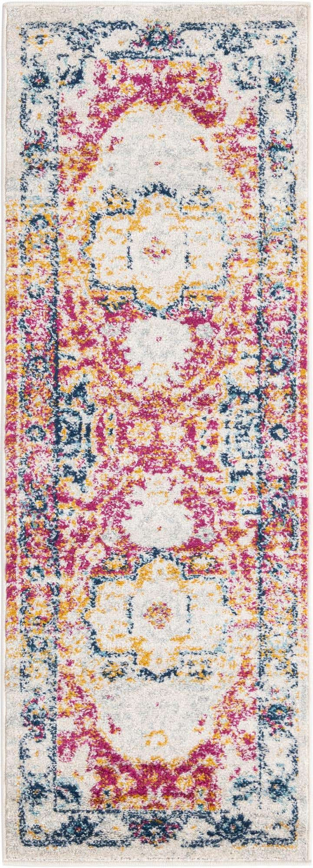 Pink Gray 2' x 6' Madeline Vintage Runner Area Rug 100% Polypropylene Distressed Traditional Carpet for Classic Interior Home Design for Sale at Rug Engine