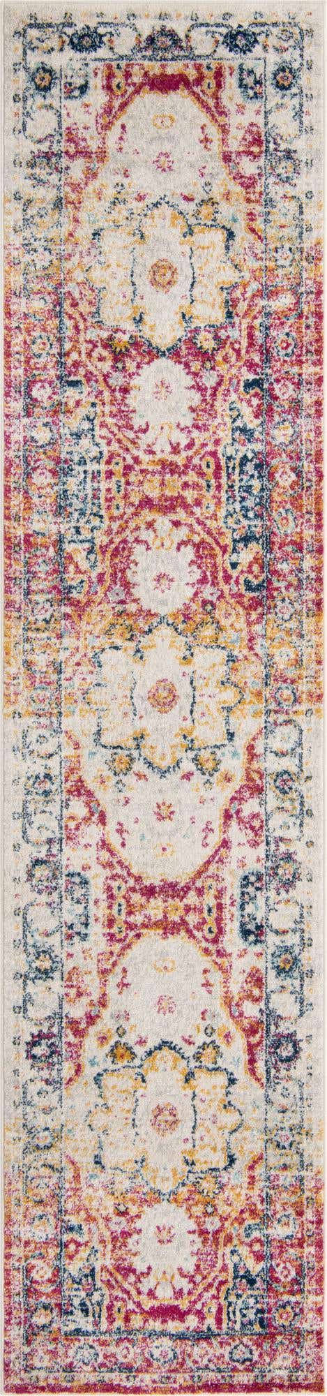 Pink Gray 2' 11 x 13' Madeline Vintage Runner Area Rug 100% Polypropylene Distressed Traditional Carpet for Classic Interior Home Design for Sale at Rug Engine
