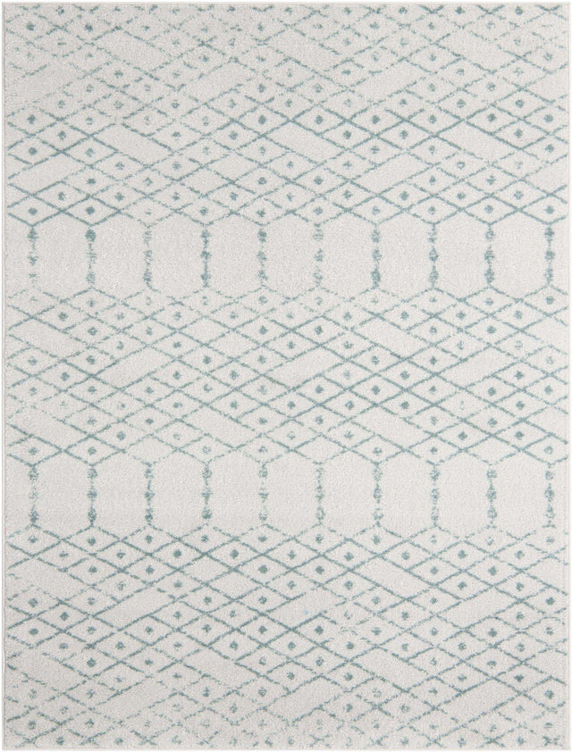 Ivory Aqua 10' x 13' Paxon Trellis Rectangle Area Rug Geometric Durable Stain Resistant Easy Clean Carpet for Modern Interior Home Decor for Sale at Rug Engine
