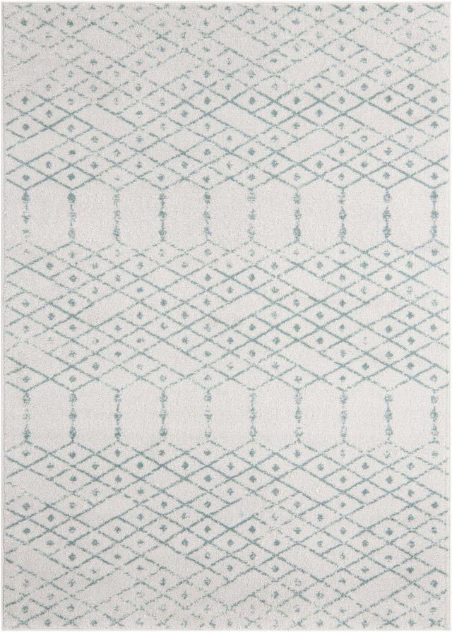 Ivory Aqua 7' x 10' Paxon Trellis Rectangle Area Rug Geometric Durable Stain Resistant Easy Clean Carpet for Modern Interior Home Decor for Sale at Rug Engine