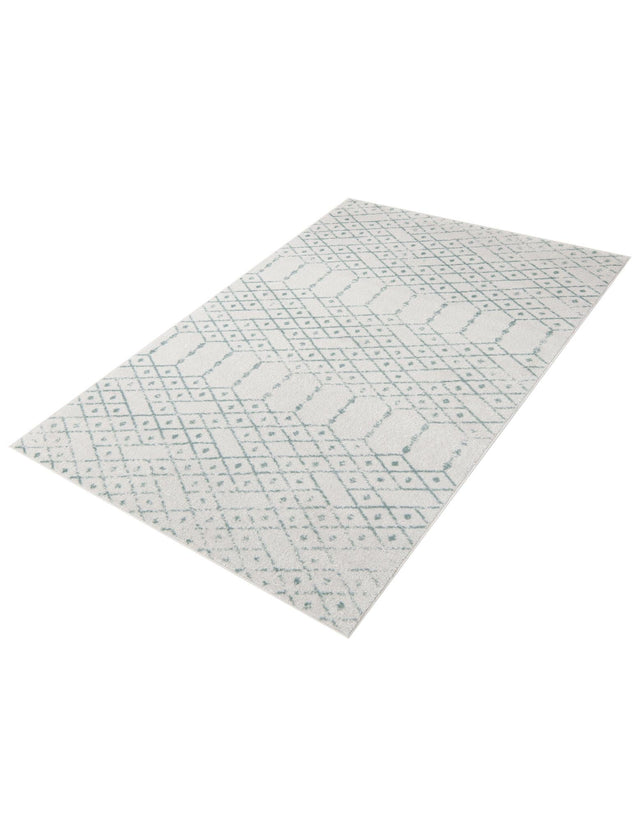 Ivory Aqua 6' x 9' Paxon Trellis Rectangle Area Rug Geometric Durable Stain Resistant Easy Clean Carpet for Modern Interior Home Decor for Sale at Rug Engine