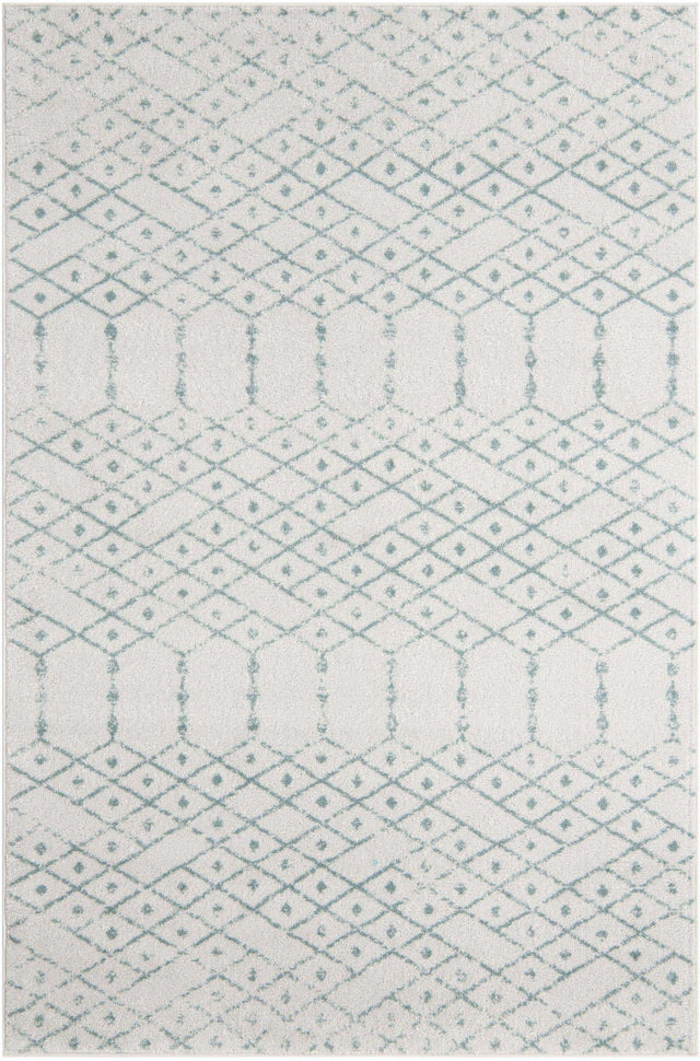 Ivory Aqua 6' x 9' Paxon Trellis Rectangle Area Rug Geometric Durable Stain Resistant Easy Clean Carpet for Modern Interior Home Decor for Sale at Rug Engine