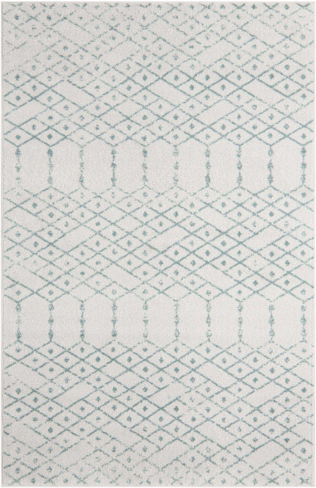 Ivory Aqua 5' 3 x 8' Paxon Trellis Rectangle Area Rug Geometric Durable Stain Resistant Easy Clean Carpet for Modern Interior Home Decor for Sale at Rug Engine