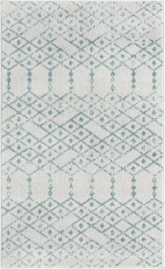 Ivory Aqua 3' 3 x 5' 3 Paxon Trellis Rectangle Area Rug Geometric Durable Stain Resistant Easy Clean Carpet for Modern Interior Home Decor for Sale at Rug Engine