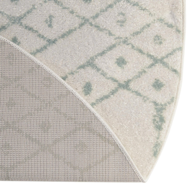 Ivory Aqua 5' 3 x 5' 3 Paxon Trellis Round Area Rug Geometric Durable Stain Resistant Easy Clean Carpet for Modern Interior Home Decor for Sale at Rug Engine